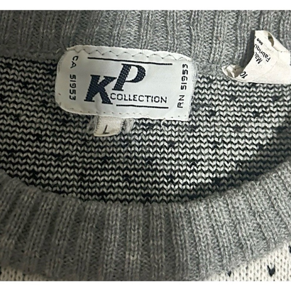 Vintage KP Collection Nordic Sweater Gray Fair Isle Men’s Large - Picture 5 of 14